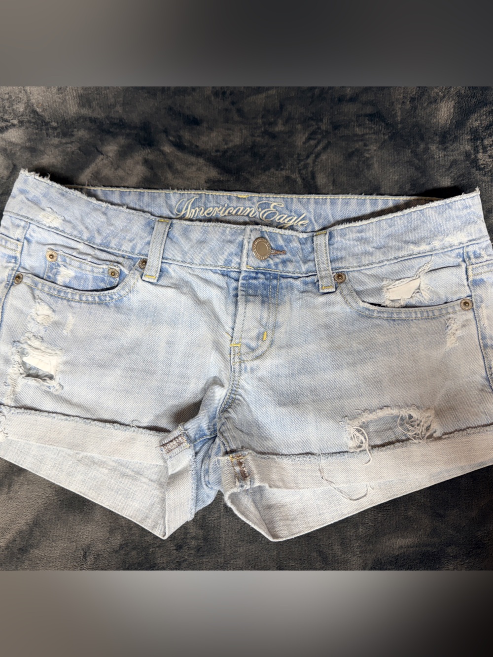 American Eagle Outfitters Light Blue Distressed Denim Shorts